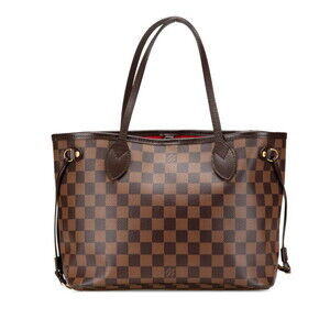 LOUIS VUITTON Authentic Brown Damier Leather Neverfull PM Tote Bag